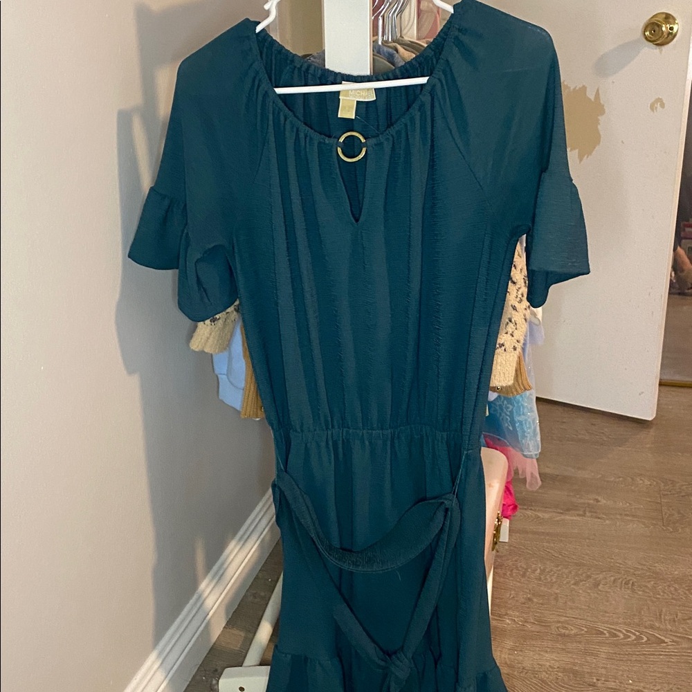 Michael Kors Asymmetrical Dress in Dark Teal